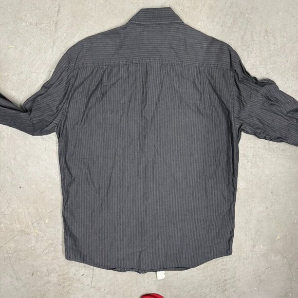 Zanella Dress Shirt Made in Italy Herringbone Black Cotton Large - Picture 9 of 9